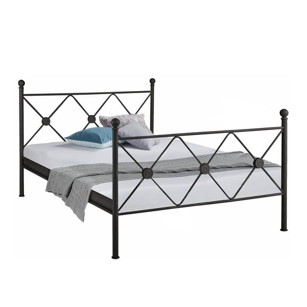 Czarne łóżko metalowe Støraa Johnson, 140x200 cm