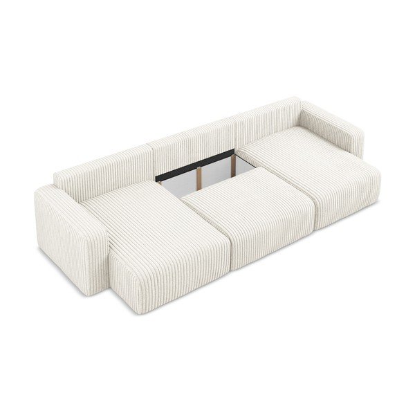 Kremowy sztruksowy rozkładany/ze schowkiem narożnik (w kształcie litery U) Kona – Makamii-image-4