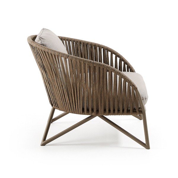 Jasnoszaro-brązowy metalowy fotel ogrodowy Branzie – Kave Home-image-2