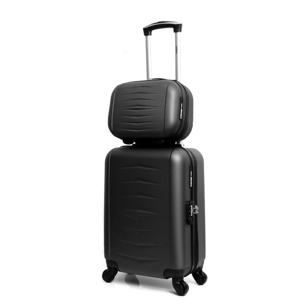 Komplet czarnej walizki na kółkach i kuferka na kosmetyki Infinitif Oviedo-image-2