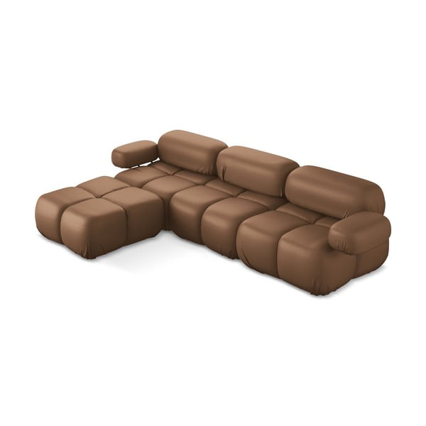 Brązowy narożnik modułowy z imitacji skóry Lokua – Makamii-image-1