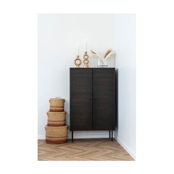 Ciemnobrązowa szafka w dekorze dębu 80x130 cm Kyoto – House Nordic-image-2