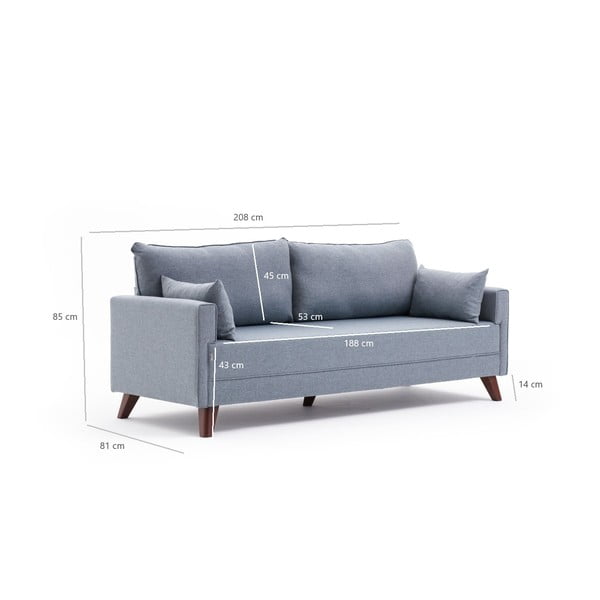 Jasnoniebieska rozkładana sofa 208 cm Bella – Balcab Home-image-2