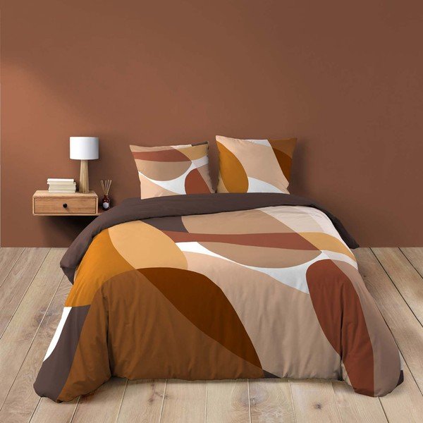 Brązowa bawełniana pościel dwuosobowa 3-częściowa 200x200 cm Boogie – douceur d'intérieur-image-4