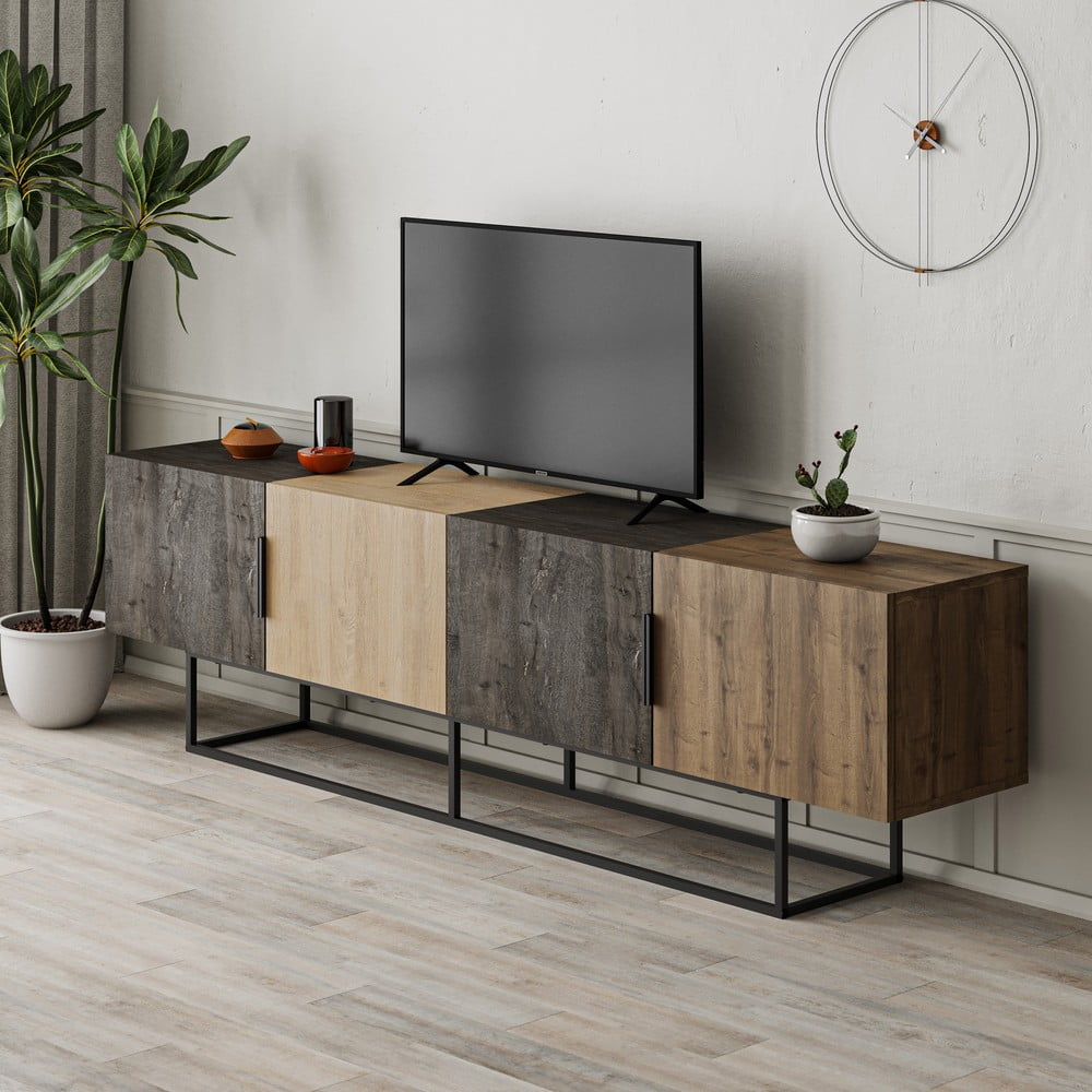 Szafka pod TV w dekorze dębu 200x55 cm Titan – Marckeric (zdjęcie 9)