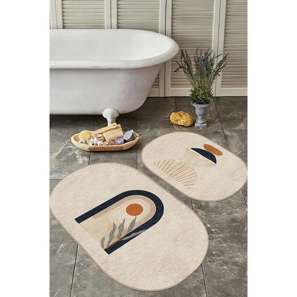 Beżowe dywaniki łazienkowe zestaw 2 szt. 60x100 cm – Mila Home-image-2