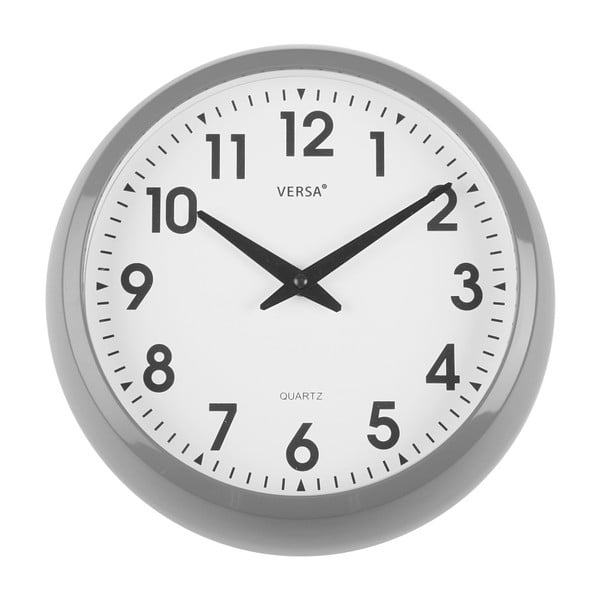 Wiszący szary zegar kuchenny Versa, ⌀ 30 cm