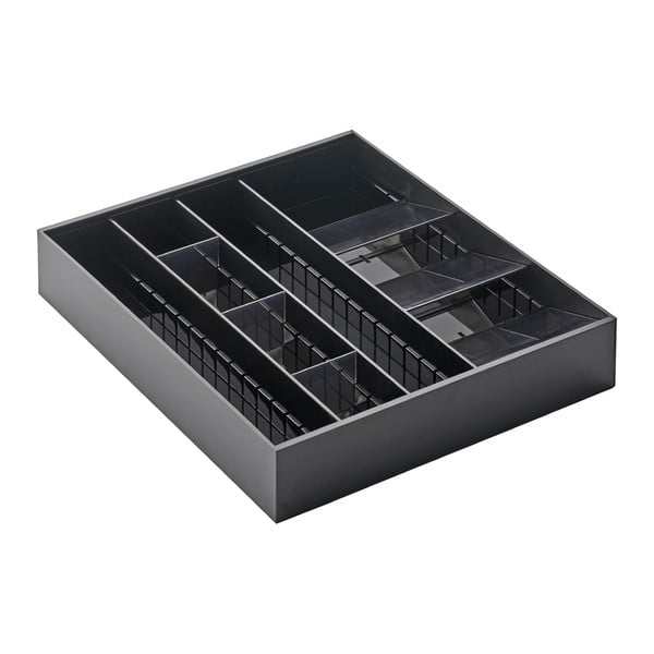 Czarny plastikowy wkład do szuflady na sztućce 47,5 x 35 cm − YAMAZAKI