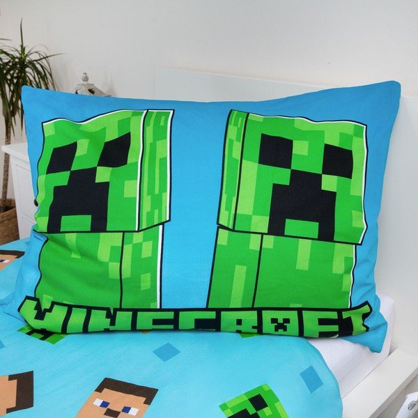 Bawełniana fluorescencyjna pościel dziecięca jednoosobowa 140x200 cm Minecraft "Jungle Fight" – Jerry Fabrics-image-3