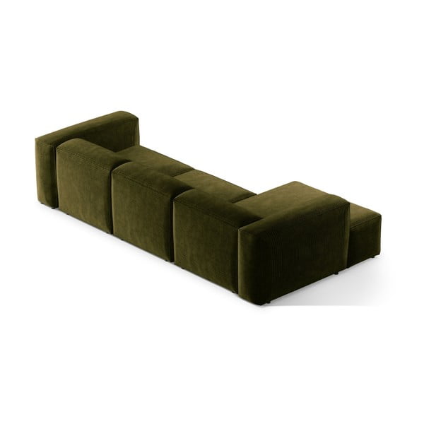 Zielony sztruksowy narożnik (lewostronny/z szezlongiem) Bergamo – Cosmopolitan Design-image-4