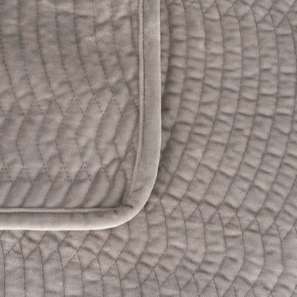 Szara aksamitna narzuta pikowana 180x260 cm – Ixia-image-1