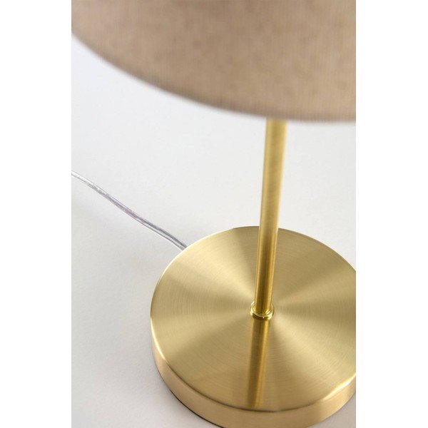 Beżowa/w kolorze mosiądzu tekstylna lampa stołowa (wysokość 39 cm) Lasse – Jotex-image-4