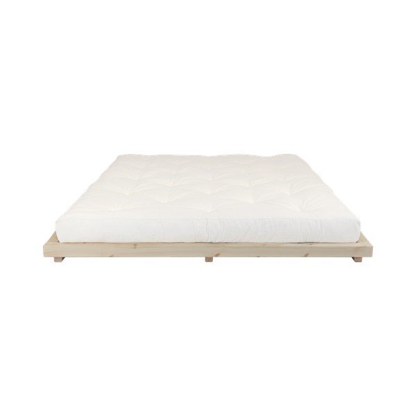 Łóżko dwuosobowe z drewna sosnowego z materacem Karup Design Dock Comfort Mat Natural/Natural, 160x200 cm