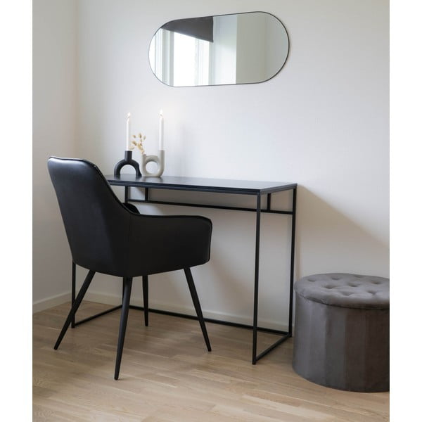 Czarne tapicerowane fotele jadalniane zestaw z podłokietnikami 2 szt. Harbo – House Nordic-image-1