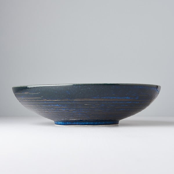 Niebieska ceramiczna miska do serwowania MIJ Copper Swirl, ø 28 cm-image-1