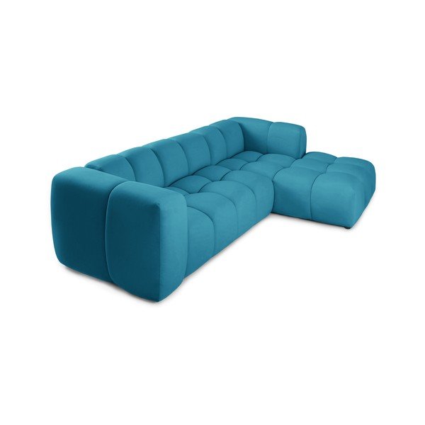 Turkusowy aksamitny narożnik (prawostronny/z szezlongiem) Cube – Bonami Selection-image-3