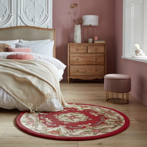 Czerwony wełniany dywan Flair Rugs Aubusson, ⌀ 120 cm-image-1