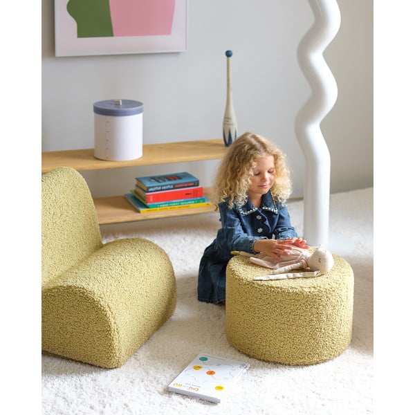 Zielony puf dziecięcy z materiału bouclé – Wigiwama-image-1
