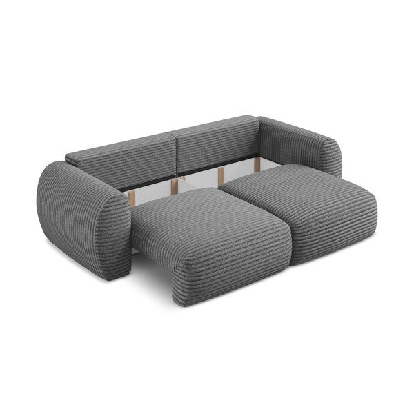Ciemnoszara sztruksowa rozkładana sofa ze schowkiem 266 cm Kini – Makamii-image-4