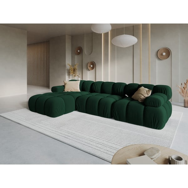 Zielona aksamitna sofa 285 cm Bellis – Micadoni Home-image-1