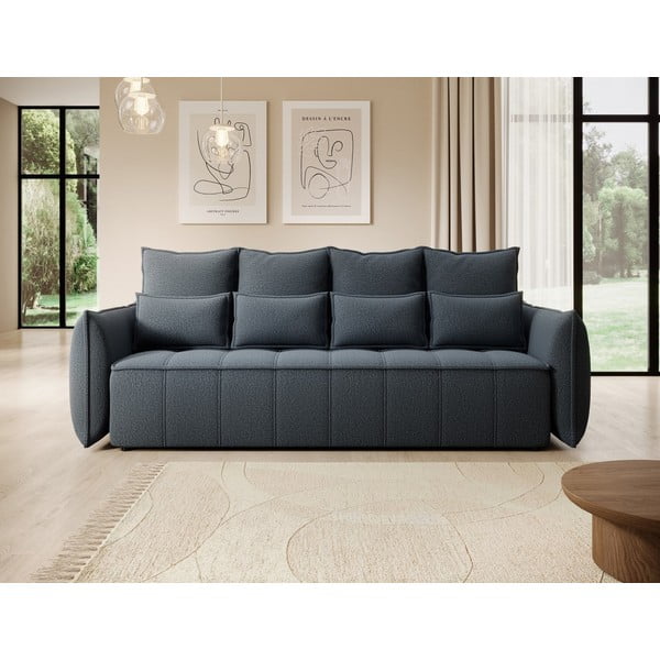 Niebieska rozkładana/ze schowkiem sofa z tkaniny szenilowej 242 cm Weltton – ELTAP-image-1