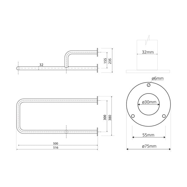 Uchwyt ścienny ze stali nierdzewnej do łazienki 52 cm Handicap Right – Sapho-image-2