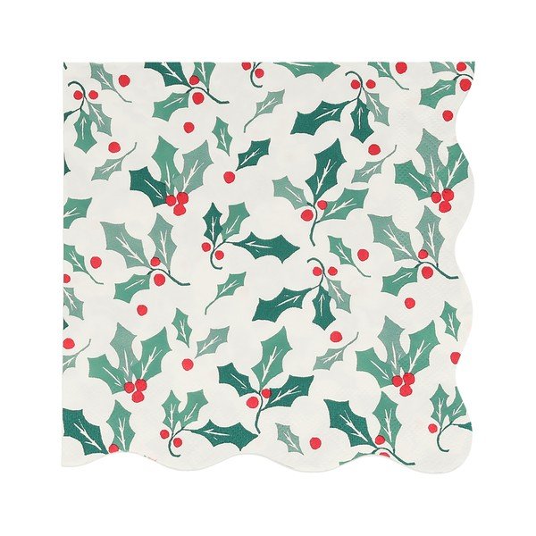 Papierowe serwetki zestaw 16 szt. Holly Pattern – Meri Meri