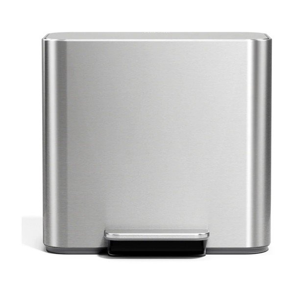 Kosz na śmieci do segregacji odpadów/z pedałem ze stali nierdzewnej w kolorze matowego srebra 15 l Dual Mini – simplehuman-image-3
