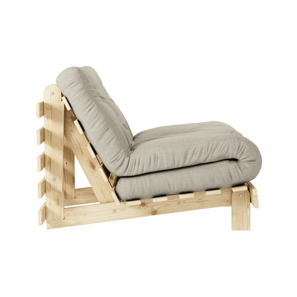 Szarobeżowy rozkładany lniany fotel Roots – Karup Design-image-4