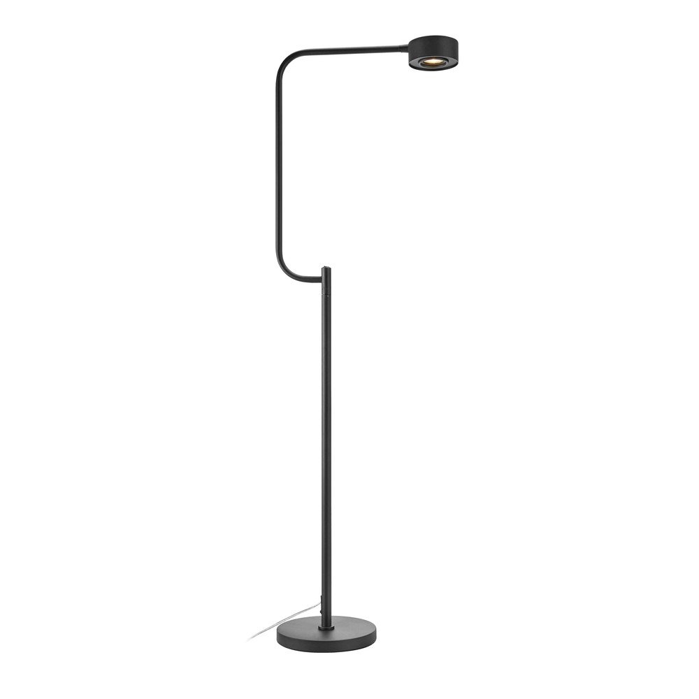 Czarna lampa stojąca LED ze ściemniaczem i metalowym kloszem (wysokość 130 cm) Hugo – Markslöjd