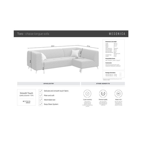Jasnozielona sofa z szezlongiem po lewej stronie MESONICA Toro-image-4