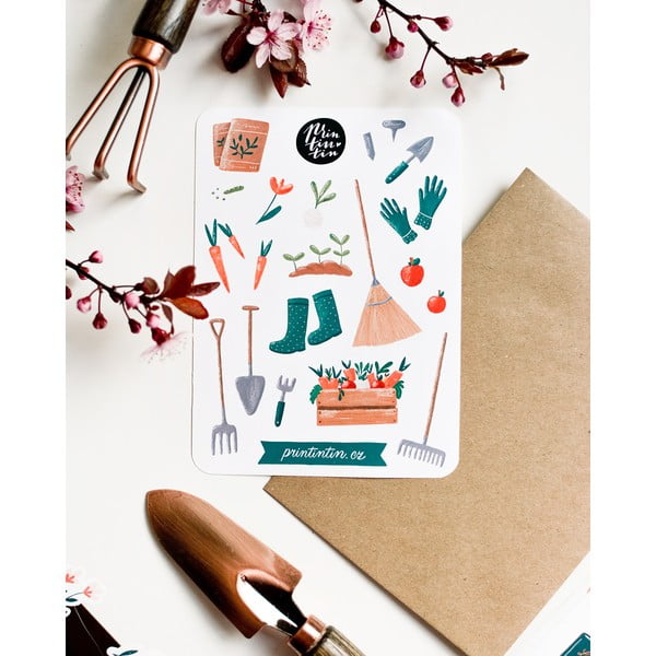 Arkusz winylowych naklejek Ogrodniczka Printintin, 10,5 cmx14,5 cm-image-1