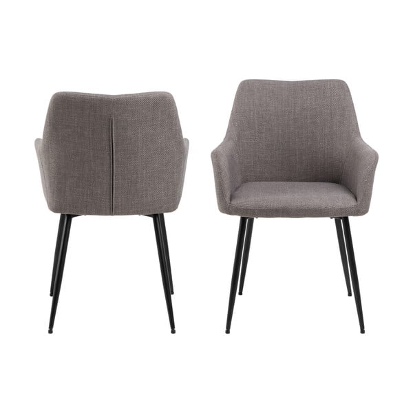 Jasnoszare tapicerowane fotele jadalniane zestaw z podłokietnikami 2 szt. Lizzy – Actona-image-2
