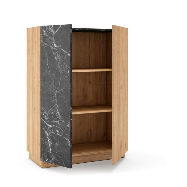 Czarno-naturalna szafka w dekorze dębu 90x127 cm Dione – Marckeric-image-4