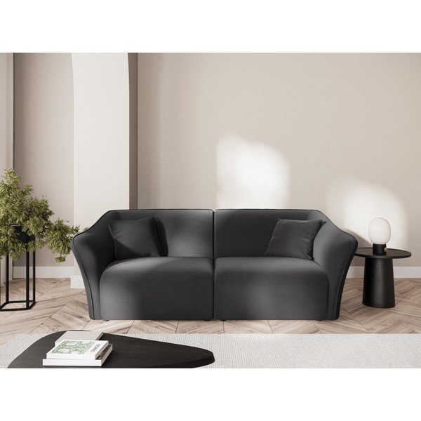 Ciemnoszara aksamitna sofa 206 cm Tokyo – Cosmopolitan Design-image-1