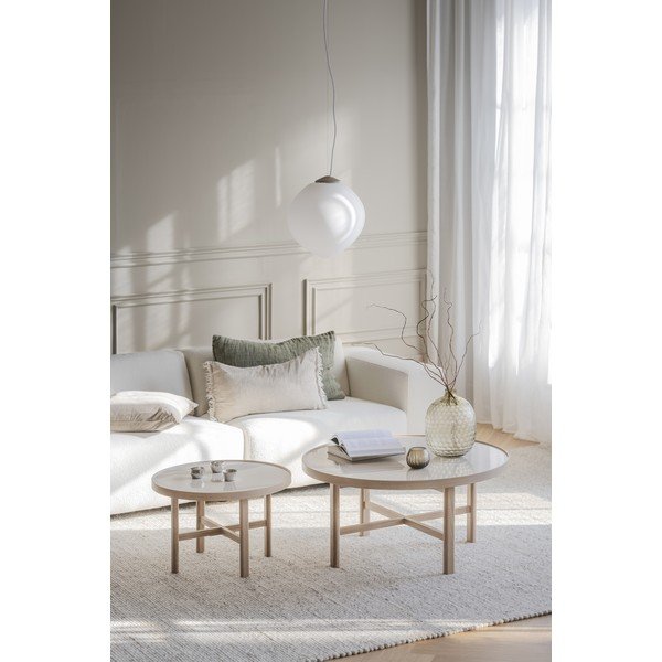 Naturalny okrągły stolik z ceramicznym blatem 90x90 cm Marsden – Rowico-image-3