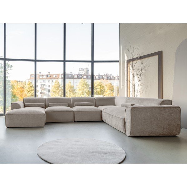 Beżowy narożnik (prawostronny/w kształcie litery U) Flex Felix – Miuform-image-1