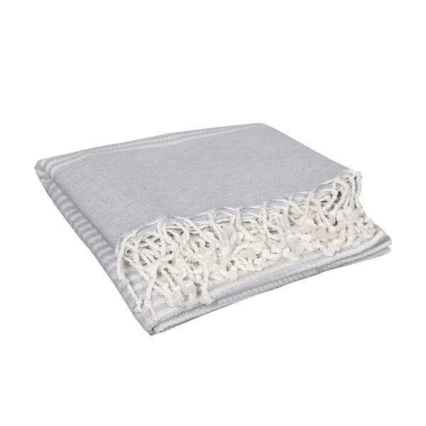 Ręcznik kąpielowy hammam Hermes Grey, 90x190 cm