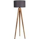 Ciemnoszara/w naturalnym kolorze lampa stojąca z tekstylnym kloszem (wysokość 153 cm) Tripod – Opviq lights