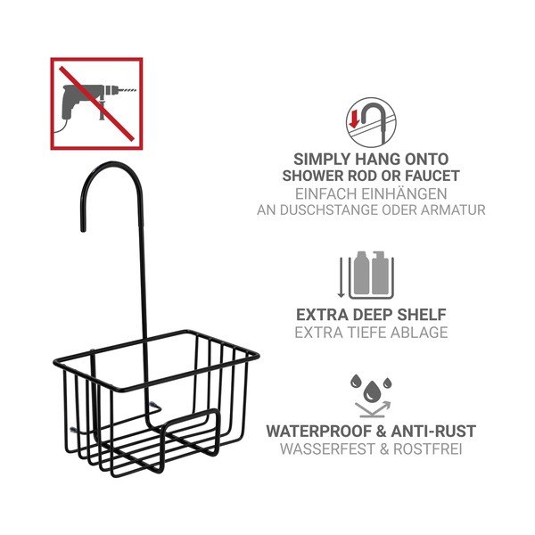 Czarna wisząca półka łazienkowa ze stali nierdzewnej Milito – Wenko-image-4