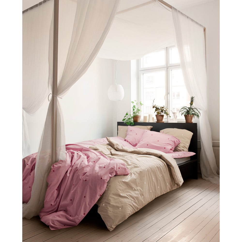 Różowa pościel dwuosobowa z perkalu bawełnianego 200x220 cm Daisy – JUNA (zdjęcie 6)
