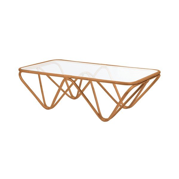 Rattanowy stolik ze szklanym blatem RGE Jura, 75x144 cm