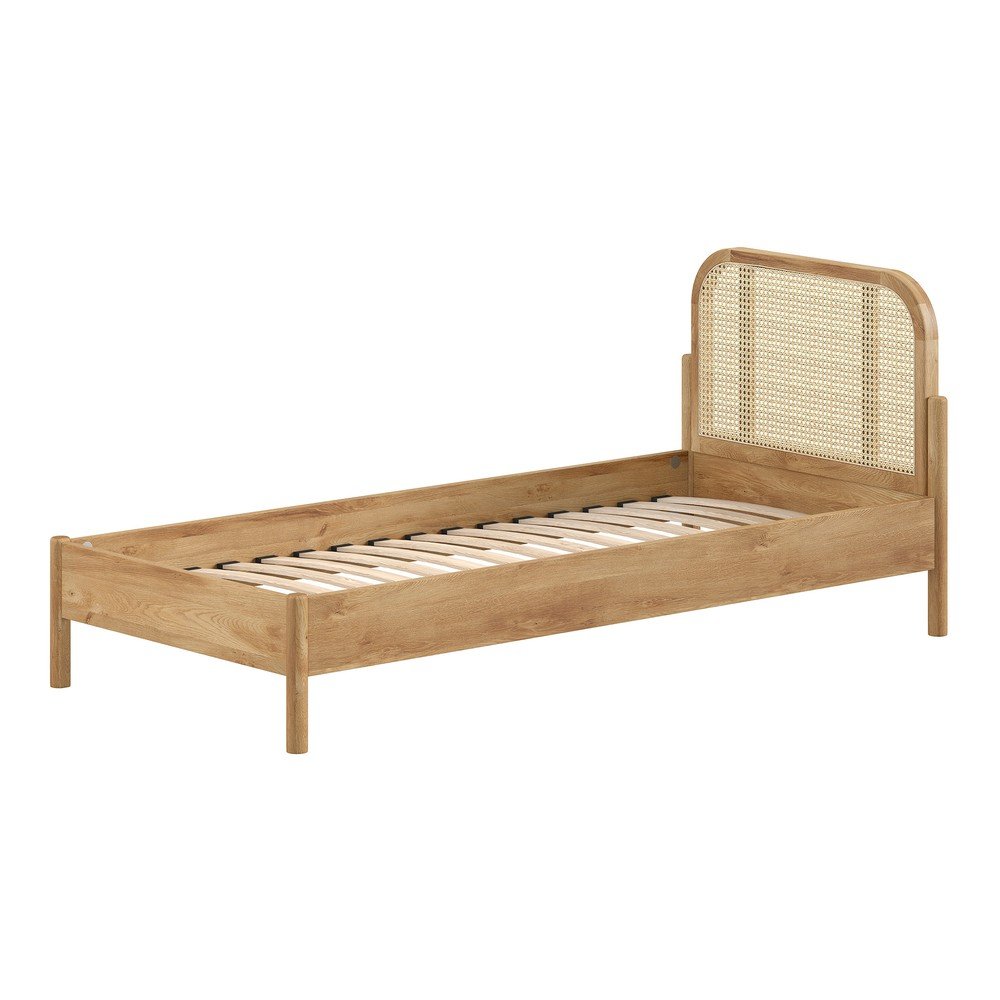 Łóżko jednoosobowe z litego drewna dębowego ze stelażem 90x200 cm w naturalnym kolorze Olive Rotan – Vipack (zdjęcie 3)