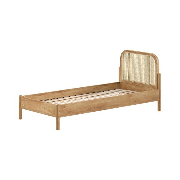 Łóżko jednoosobowe z litego drewna dębowego ze stelażem 90x200 cm w naturalnym kolorze Olive Rotan – Vipack-image-2