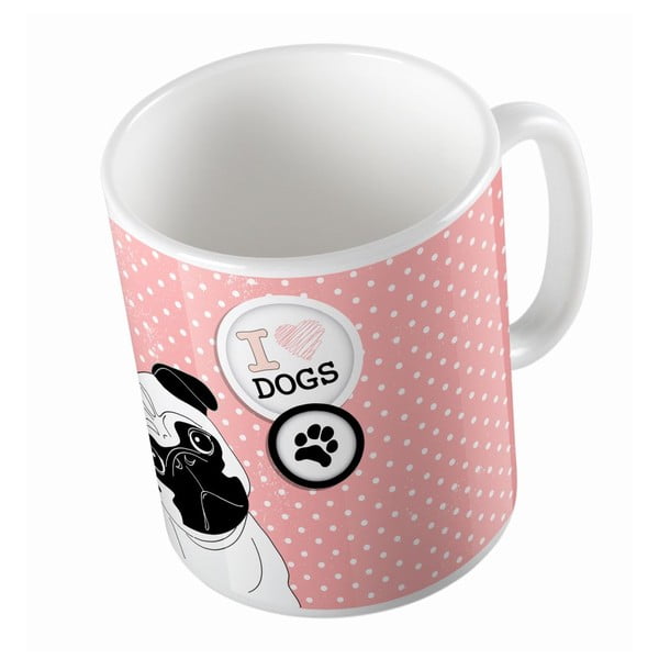 Kubek ceramiczny Butter Kings Pug In Dots, 330 ml