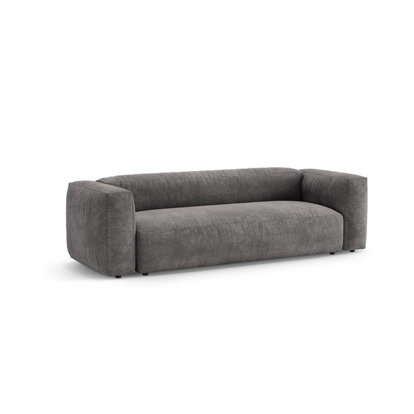 Szara aksamitna rozkładana sofa modułowa 264 cm – Micadoni -image-3
