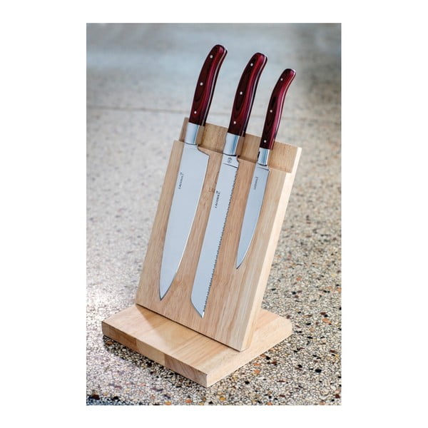 Zestaw 3 noży z drewnianym stojakiem Laguiole Isaie