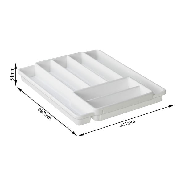 Biały plastikowy organizer na sztućce do szuflady 39,7 x 34 cm Domino – Rotho-image-1