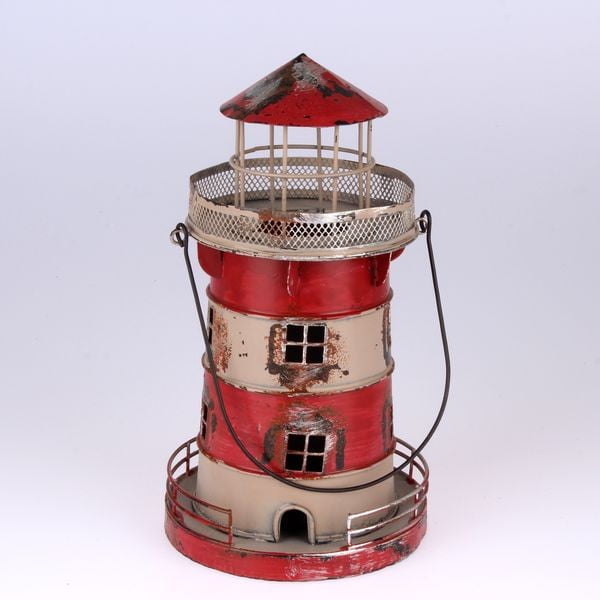 Metalowy lampion wiszący Red Lighthouse, 24 cm