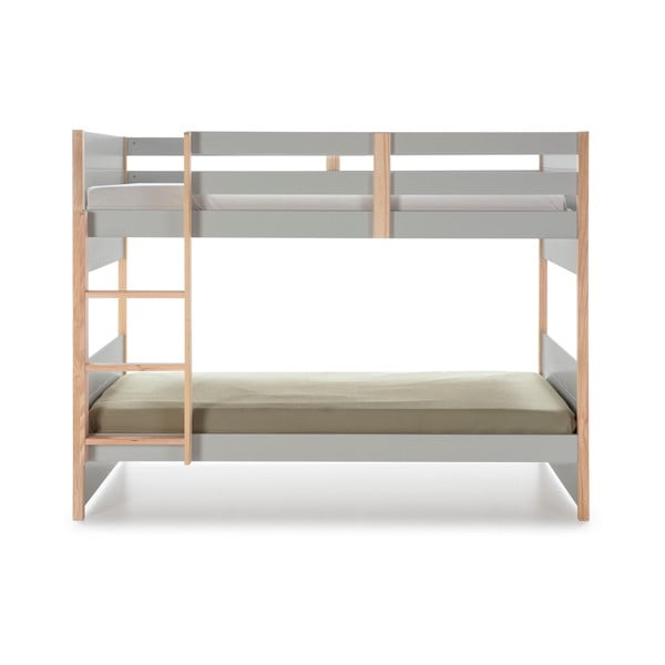 Szare łóżko piętrowe dla dzieci z nogami z drewna sosnowego Marckeric Kiara, 90x190 cm-image-3